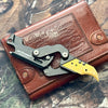 Stinger Dog Tag Blade, Folding Pocket Knife, Utility Knife - Matte Black w/ Golden Blade
