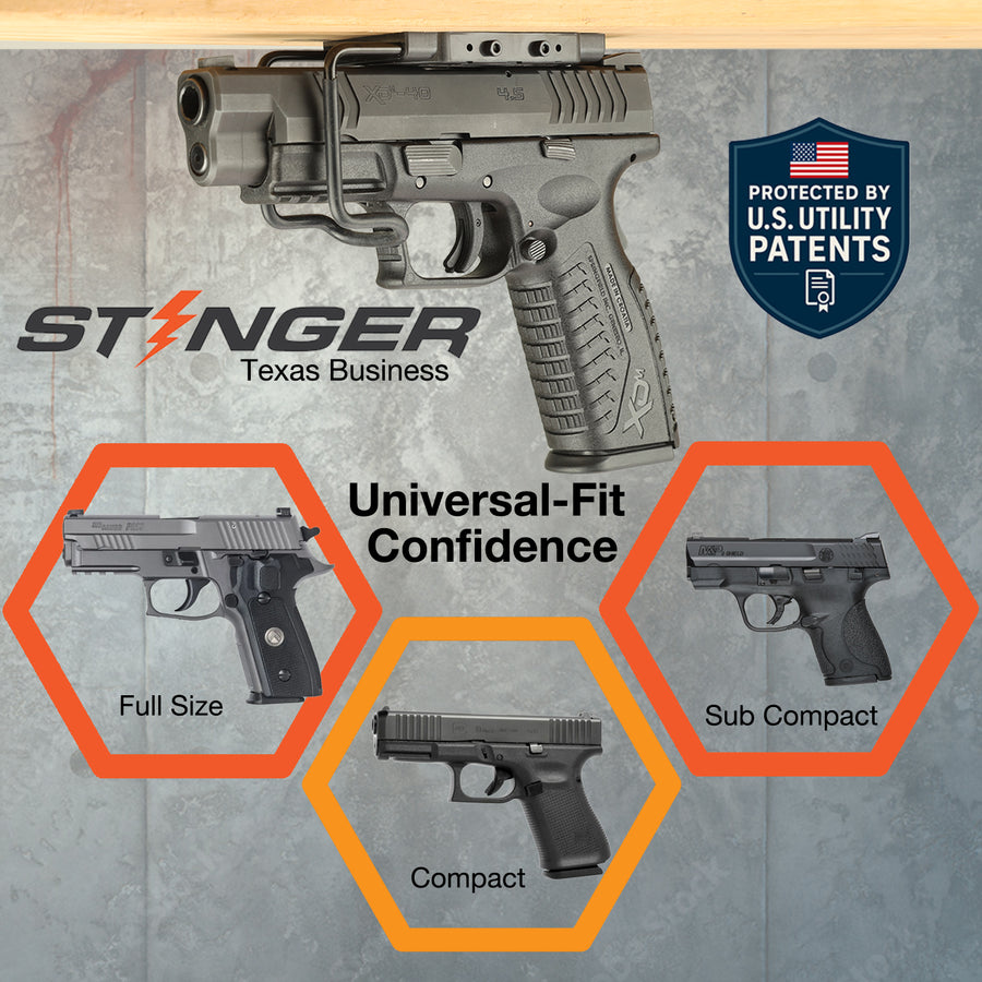 Stinger Magnetic Frame Support Gun Mount with XL Sticky Pad Non-Drill Solution (Black)