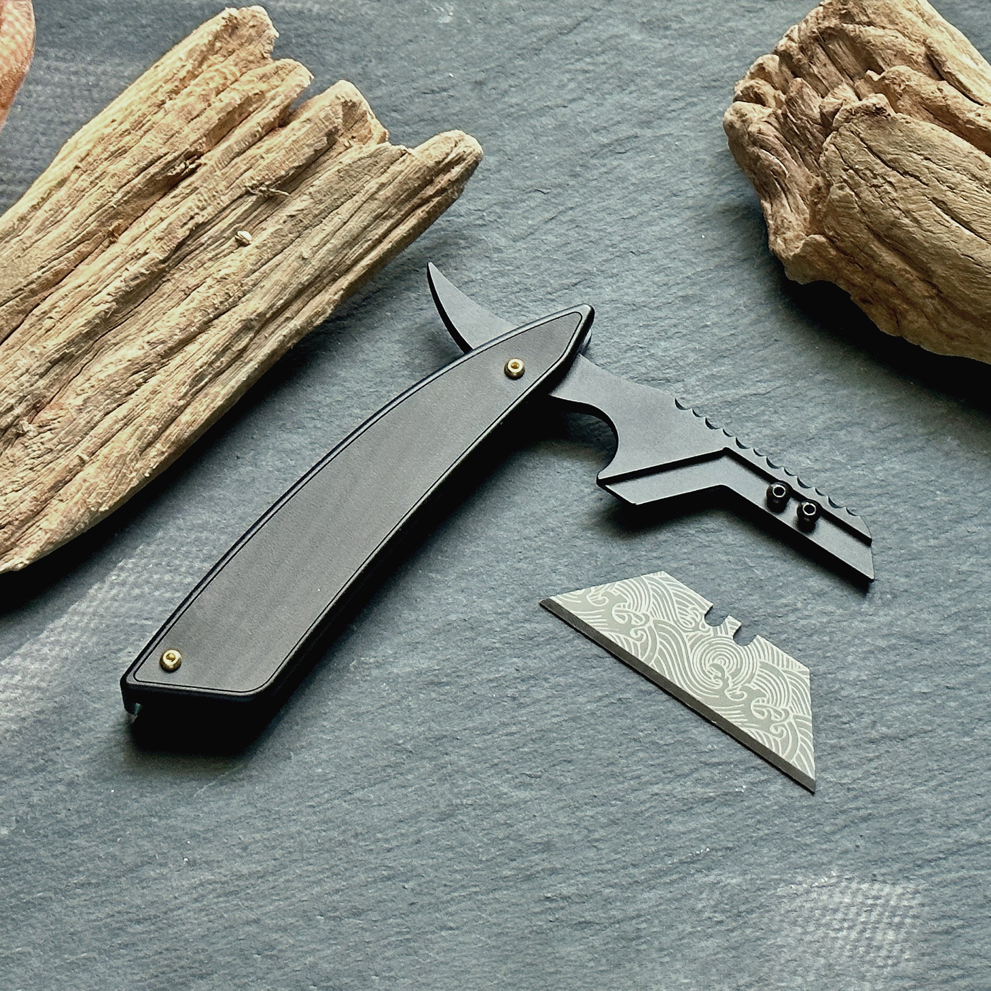 Stinger Engraved Utility Razor Blades, Utility Knife Blades Replacement - Damascus Style