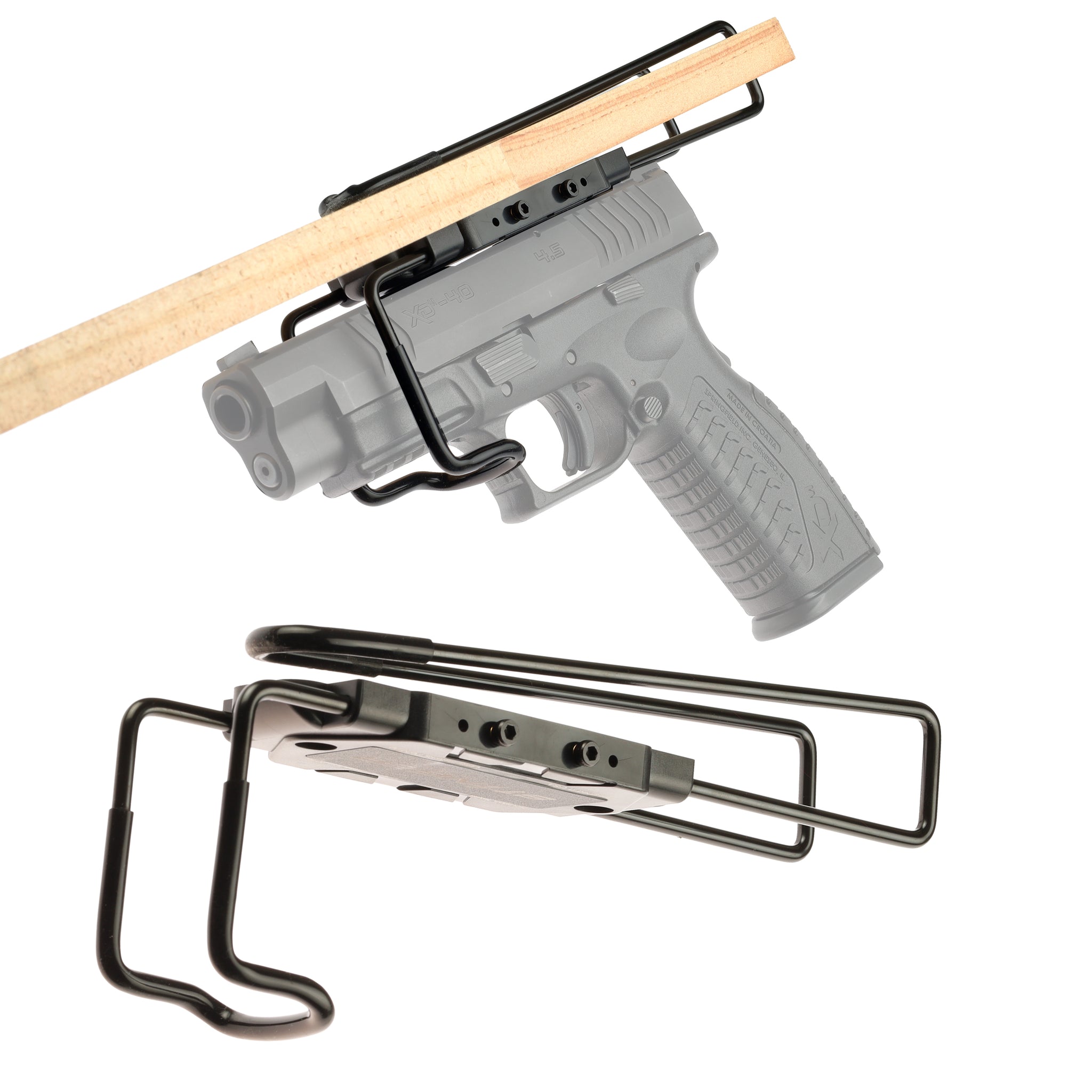 Under Shelf Gun Magnet with Frame Support Protection, Concealed Hanging Gun Holder for Cabinet, Safe & Wall Shelf, Stable Magnetic Firearm Mount