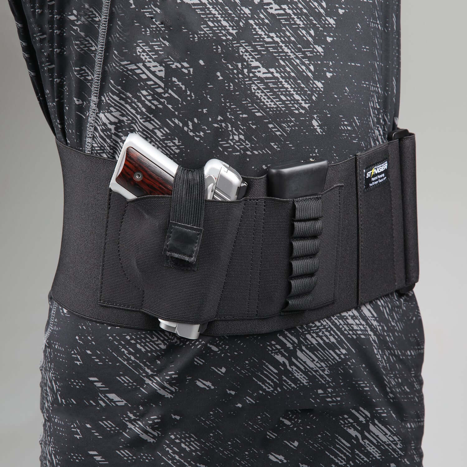 Stinger Breathable Fabric Belly Band Holster – IWB/OWB Concealed Carry, Ambidextrous, Black