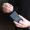 Stinger Aluminum Minimalist Wallet, Card Holder, Safety Wallet with Personal Alarm ( Black Carbon Fiber)
