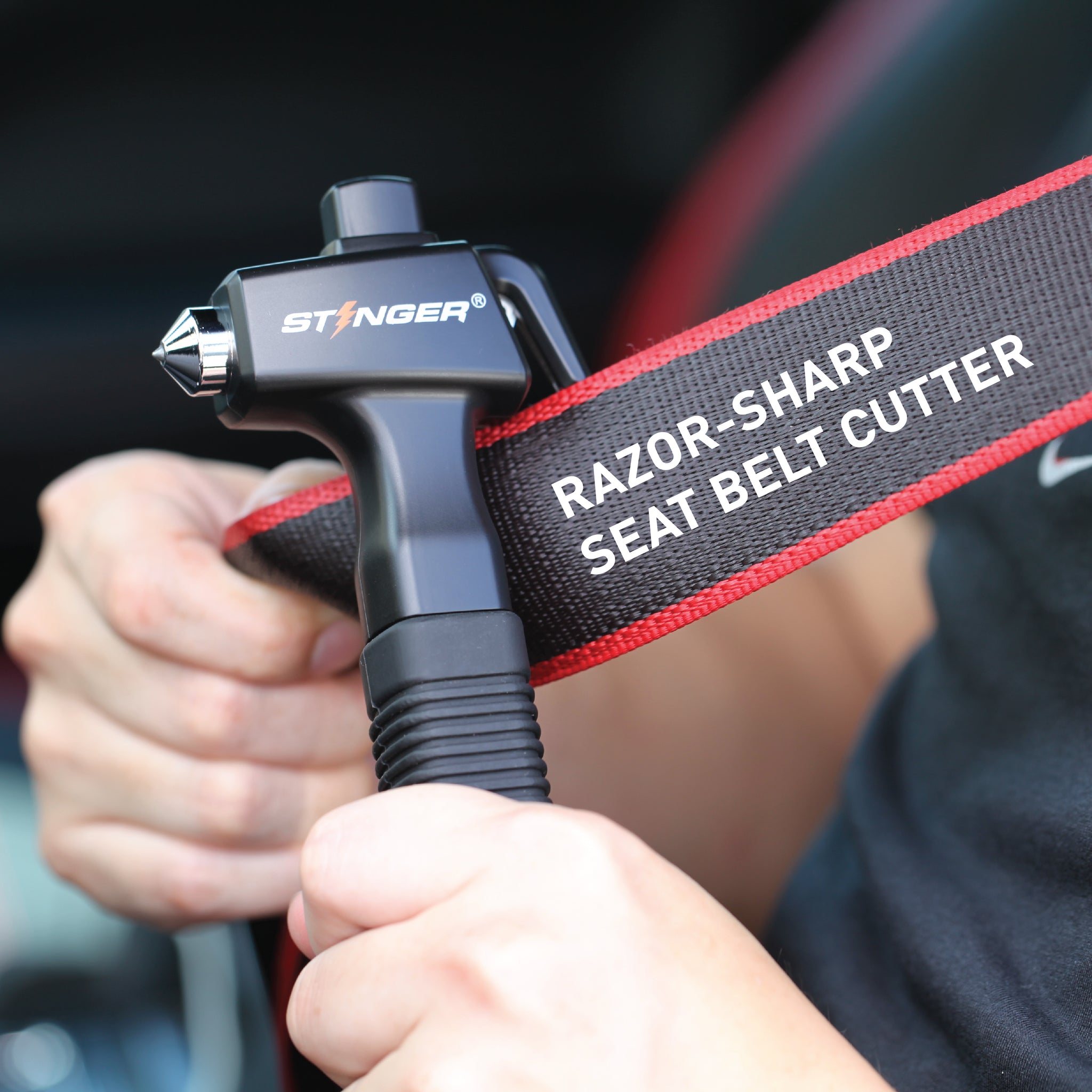 3 Pcs Car Safety Seat Belt Cutter Emergency Emergency Hammer Safety Hammer  Key Black