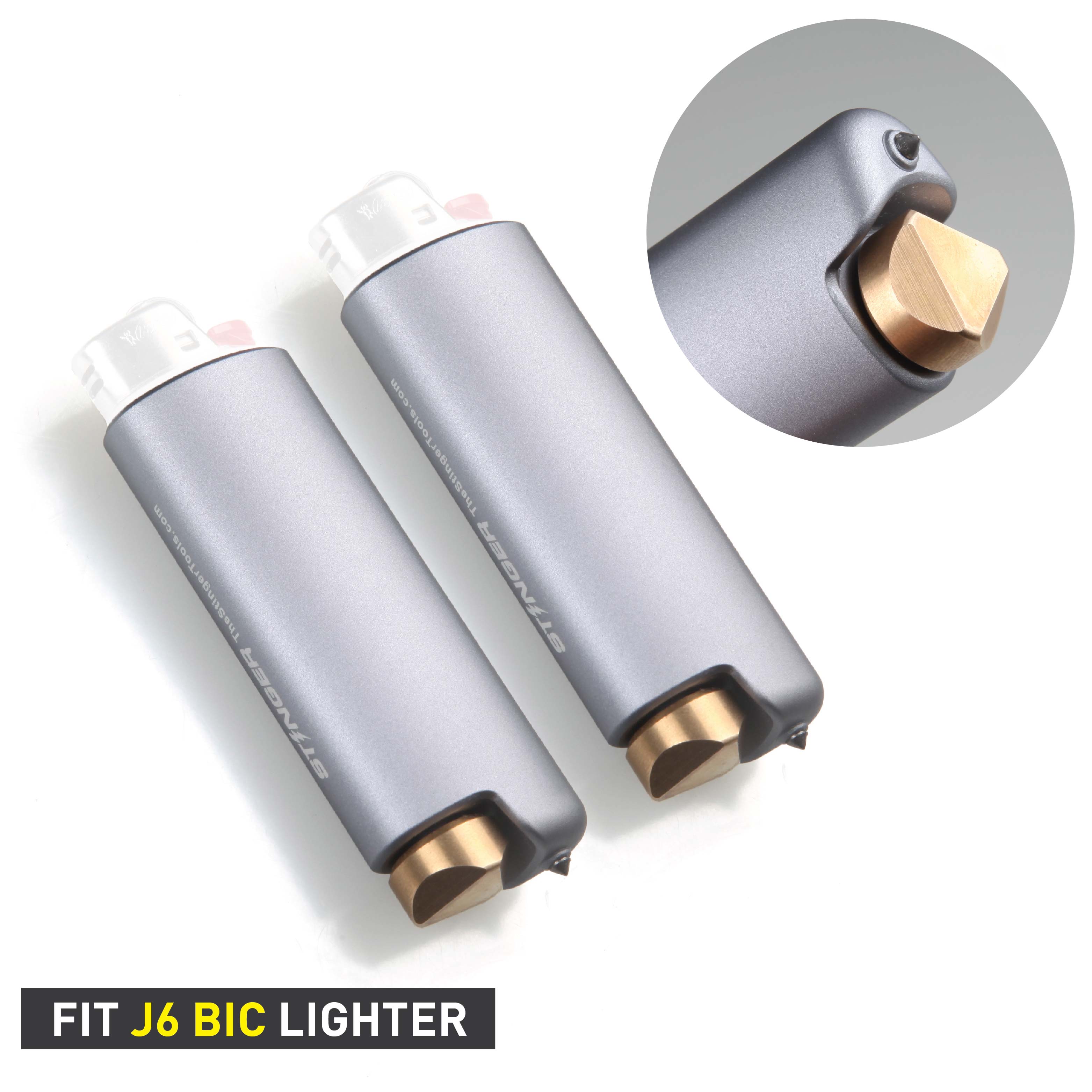 Titanium Lighter Case Cover Fits Bic J5 J3 Lighter Ring Key Chain Broken  Windows