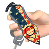 Stinger Personal Safety Alarm Keychain Emergency Tool: Siren Alarm, Seat Belt Cutter, Glass Breaker (USA Flag)