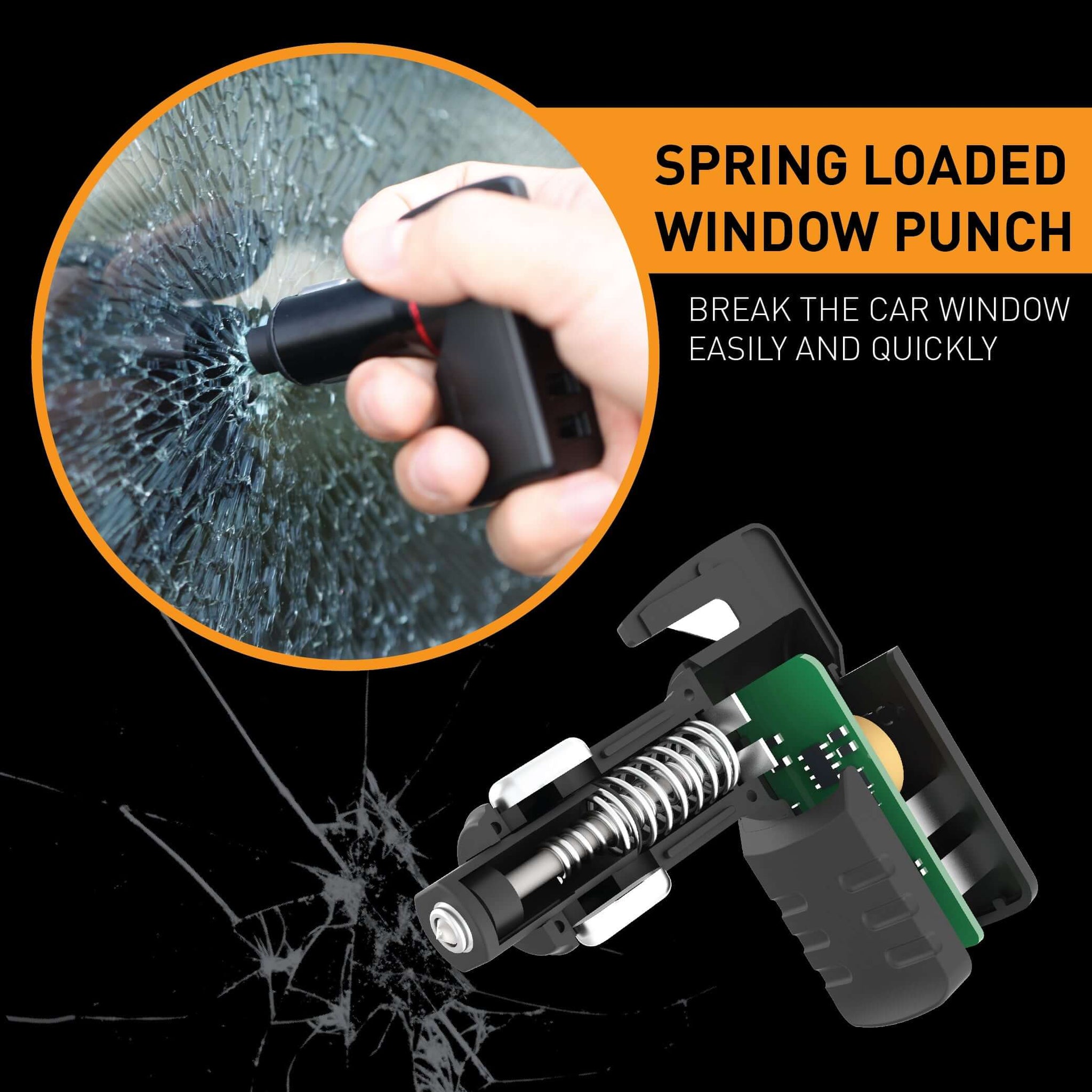 Car Safety Hammer 3 In 1 Car Window Breaker Seat Belt Cutter Key
